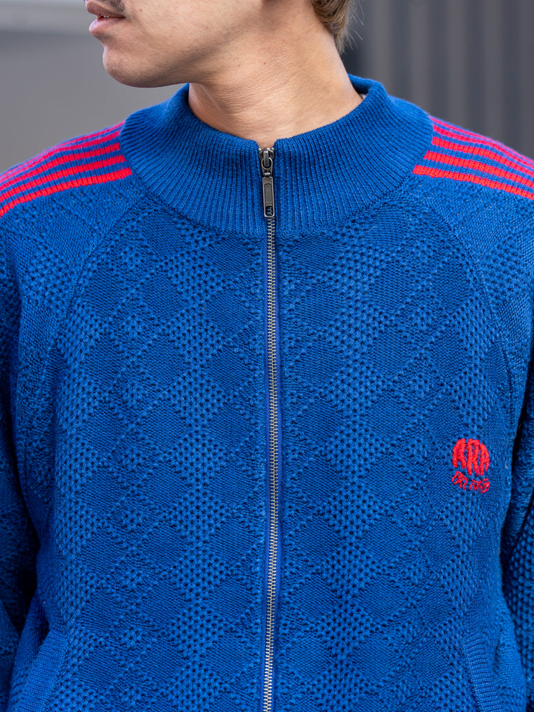 RICE NINE TEN / KNITTED TRAINING JACKET -BLUE-