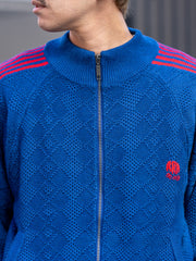 RICE NINE TEN / KNITTED TRAINING JACKET -BLUE-