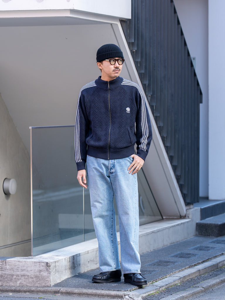 RICE NINE TEN / KNITTED TRAINING JACKET -BLACK-