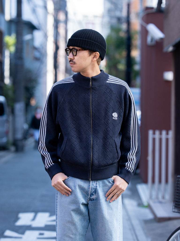 RICE NINE TEN / KNITTED TRAINING JACKET -BLACK-