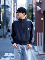 RICE NINE TEN / KNITTED TRAINING JACKET -BLACK-