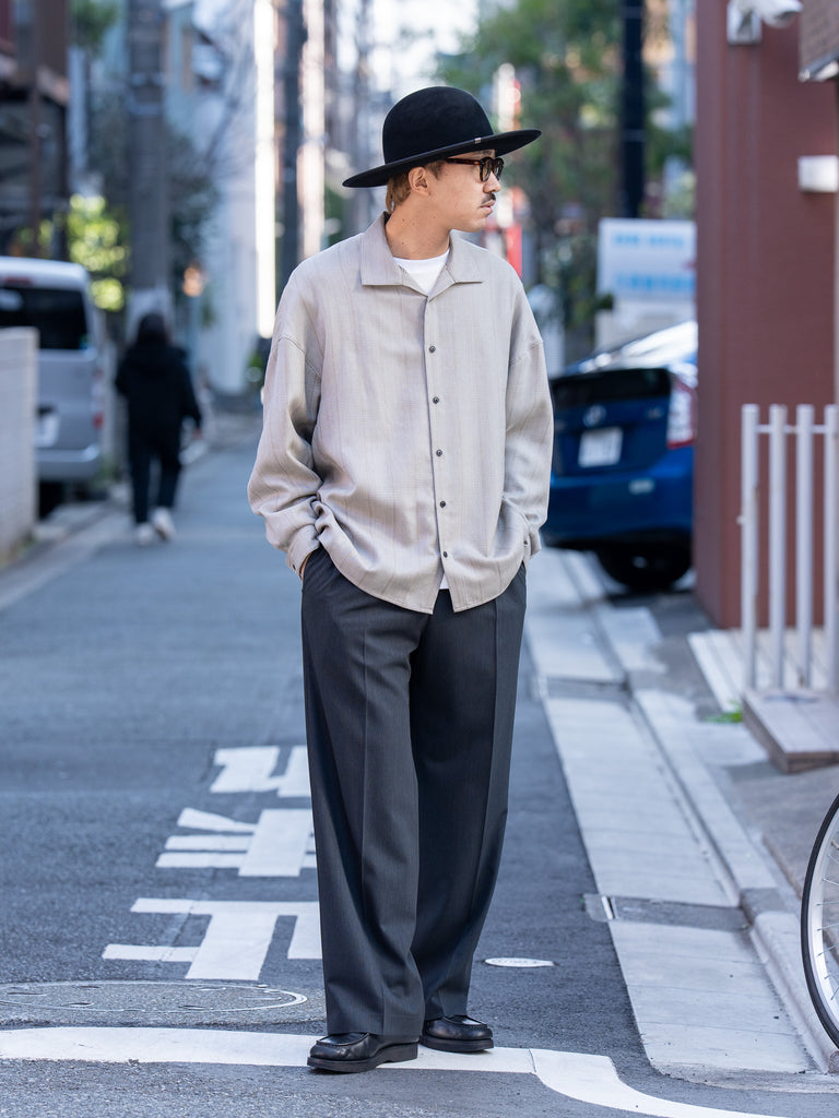 nonnotte / Draping Open Collar Shirt Type A -Clay Mist-