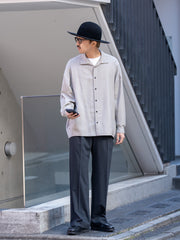 nonnotte / Draping Open Collar Shirt Type A -Clay Mist-