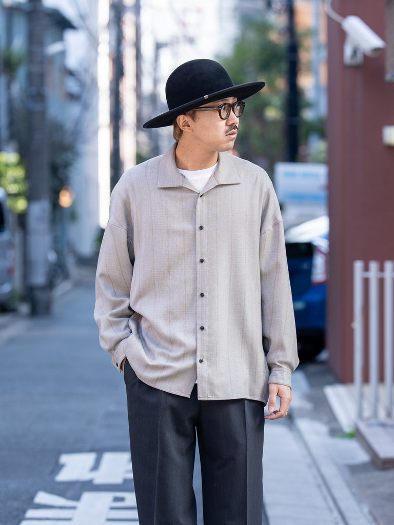 nonnotte / Draping Open Collar Shirt Type A -Clay Mist-