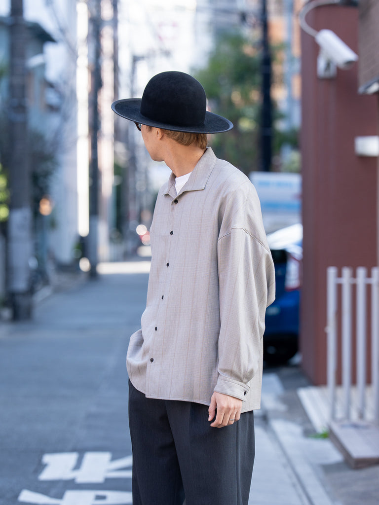 nonnotte / Draping Open Collar Shirt Type A -Clay Mist-