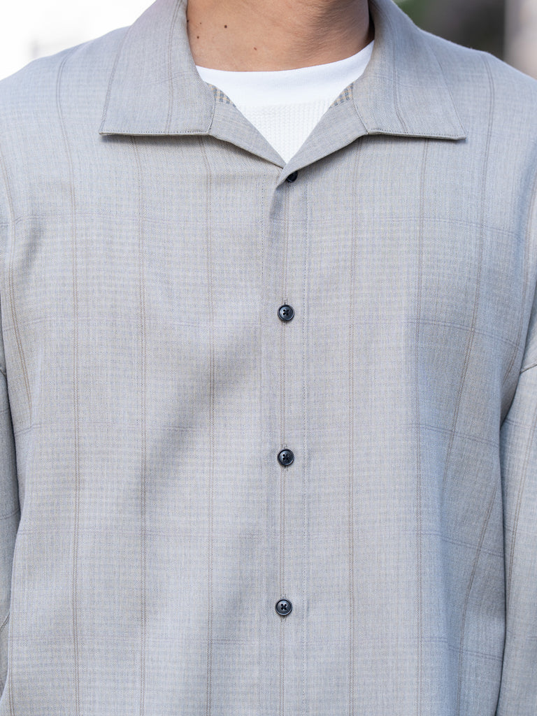 nonnotte / Draping Open Collar Shirt Type A -Clay Mist-