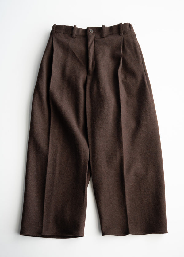 nonnotte /  Draping Crotch Box Pleats Trousers-Original Geometric Brown Top-