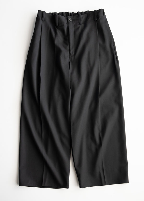 [Expected to arrive at the end of August] nonnotte / Draping Crotch Box Pleats Trousers-Deep Black-