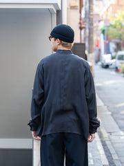 TOHNAI / 棉質立領普通襯衫 -藍色-