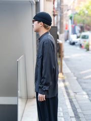 TOHNAI / 棉質立領普通襯衫 -藍色-