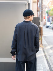 TOHNAI / 棉質立領普通襯衫 -藍色-