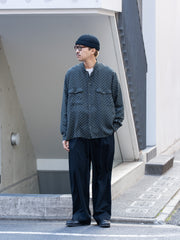 TOHNAI / BRUSHED SILK TWILL BAND COLLAR SHIRT -DOT-