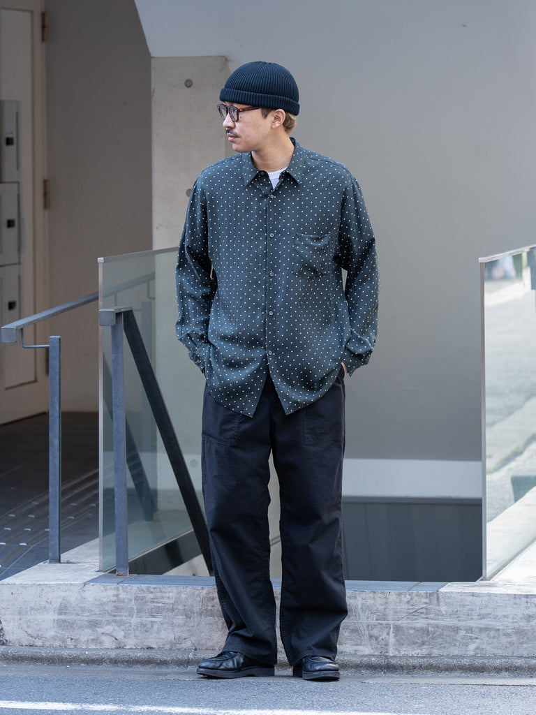 TOHNAI / BRUSHED SILK TWILL REGULAR COLLAR SHIRT -DOT-