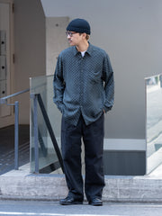 TOHNAI / BRUSHED SILK TWILL REGULAR COLLAR SHIRT -DOT-