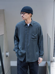 TOHNAI / BRUSHED SILK TWILL REGULAR COLLAR SHIRT -DOT-