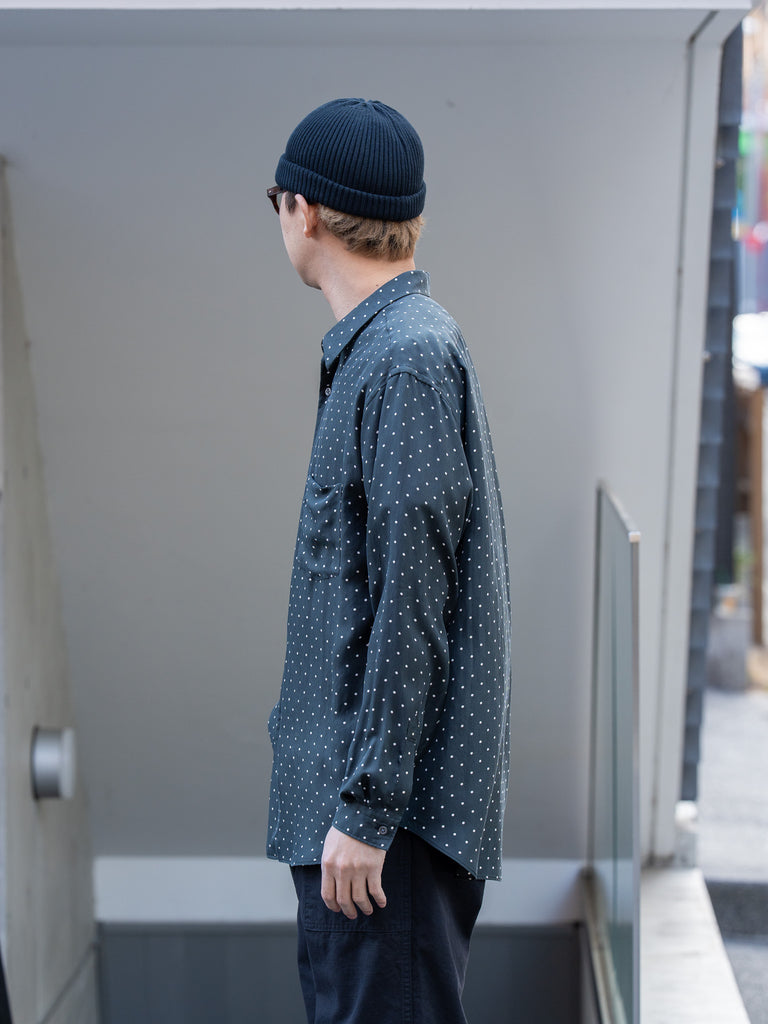 TOHNAI / BRUSHED SILK TWILL REGULAR COLLAR SHIRT -DOT-