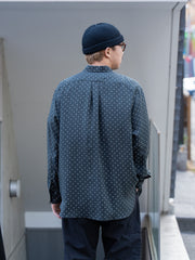 TOHNAI / BRUSHED SILK TWILL REGULAR COLLAR SHIRT -DOT-
