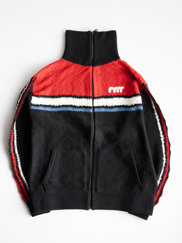 RICE NINE TEN / KNITTING TRACK JACKET-Black-