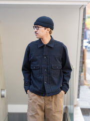 TOHNAI / COTTON DENSE JERSEY TRUCKER JACKET -BLACK-
