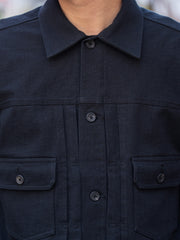 TOHNAI / COTTON DENSE JERSEY TRUCKER JACKET -BLACK-