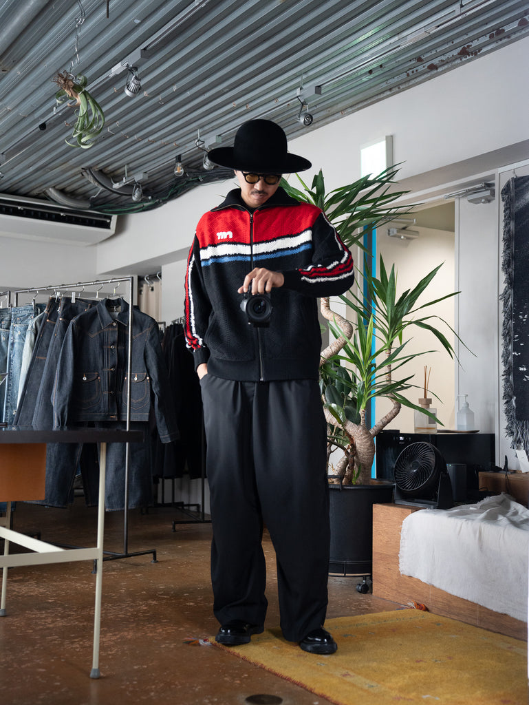 RICE NINE TEN / KNITTING TRACK JACKET-Black-