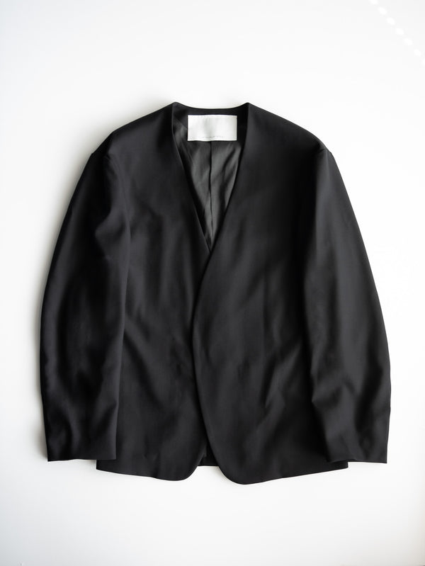 nonnotte /  Drape Doeskin Cloth Draping No Collar N Jacket-Deep Black-