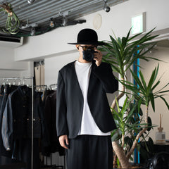 [Expected to arrive at the end of August] nonnotte / Drape Doeskin Cloth Draping No Collar N Jacket-Deep Black-