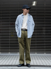 TOHNAI /  RELAXED PLEAT TROUSER -OLIVE-
