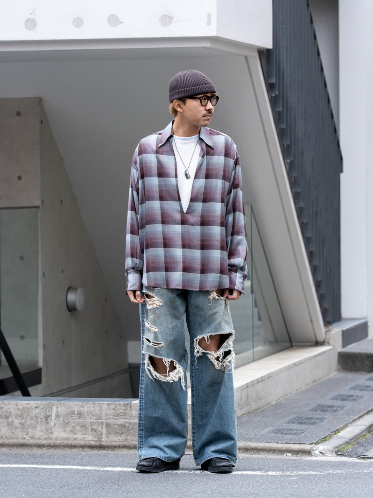 SUGARHILL /  DESTRESSED MODERN DENIM WIDE CUT -FADED INDIGO-