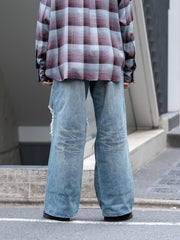 SUGARHILL /  DESTRESSED MODERN DENIM WIDE CUT -FADED INDIGO-