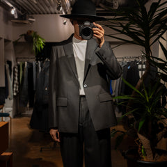 [Expected to arrive at the end of July] IRENISA / MODIFIED SHAWL COLLAR JACKET -DARK CHARCOAL-