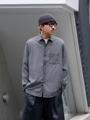 【3/21(土)WEB販売開始】ULTERIOR / SUPER LIGHT WOOL CHECK SHIRT - BLACK GREY-