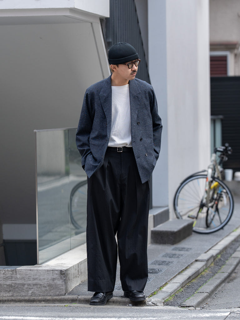 tangenet / 羊毛華達呢比利褲-黑色-