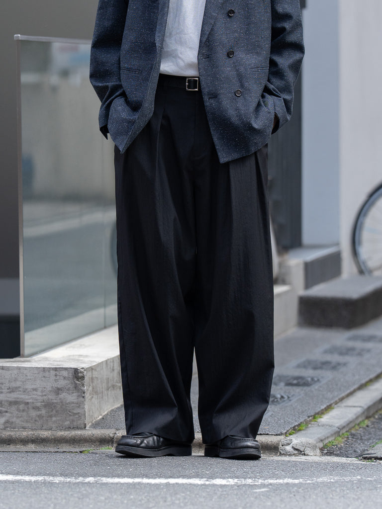 tangenet / 羊毛華達呢比利褲-黑色-