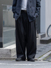 tangenet / 羊毛華達呢比利褲-黑色-