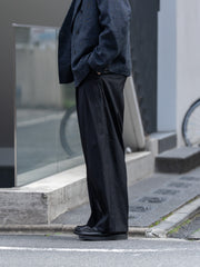 tangenet / 羊毛華達呢比利褲-黑色-