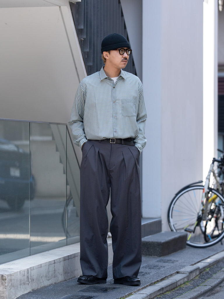 tangenet / 羊毛華達呢比利褲-黑色-