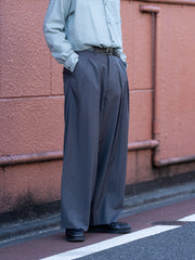 tangenet / 羊毛華達呢比利褲-黑色-