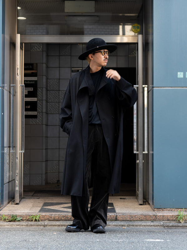 [Scheduled to arrive in September] GABRIELA COLL GARMENTS / LORO PIANA HEAVY WOOL OVERSIZED COAT-02-BLACK-