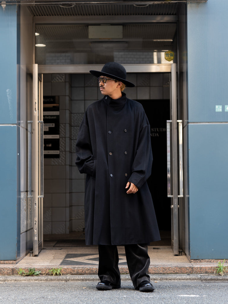 [Scheduled to arrive in September] GABRIELA COLL GARMENTS / LORO PIANA HEAVY WOOL OVERSIZED COAT-02-BLACK-