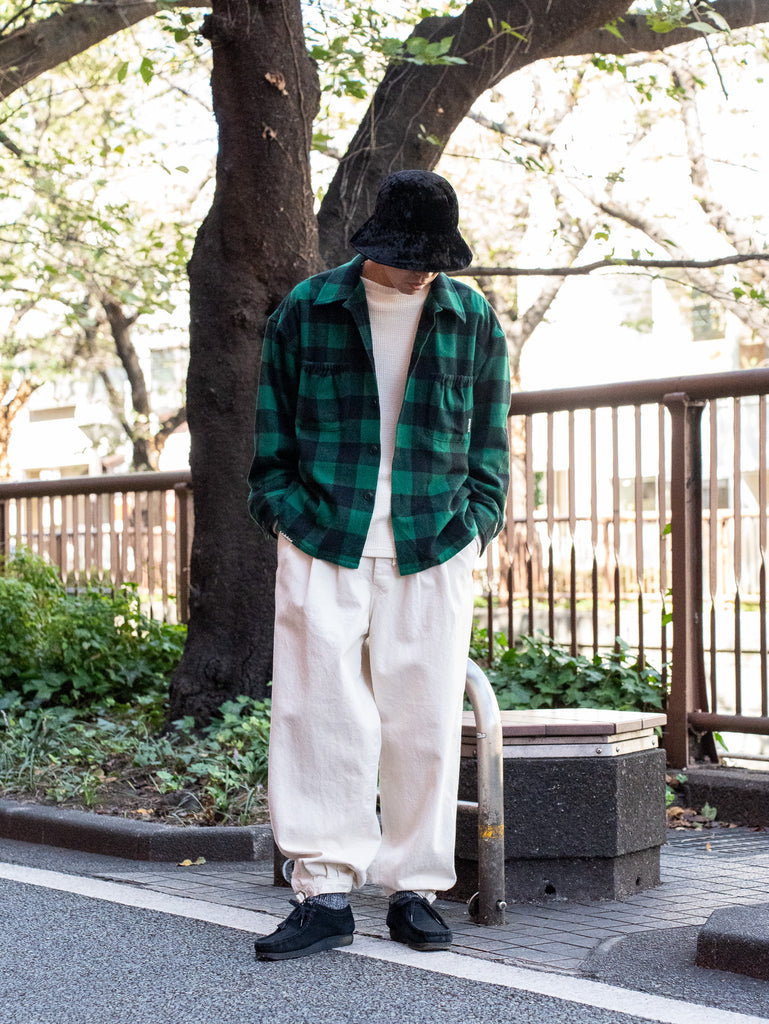 refomed / GRANNY REPAIR WRIST PATCH WIDE CHECK SHIRT -GREEN×BLACK-
