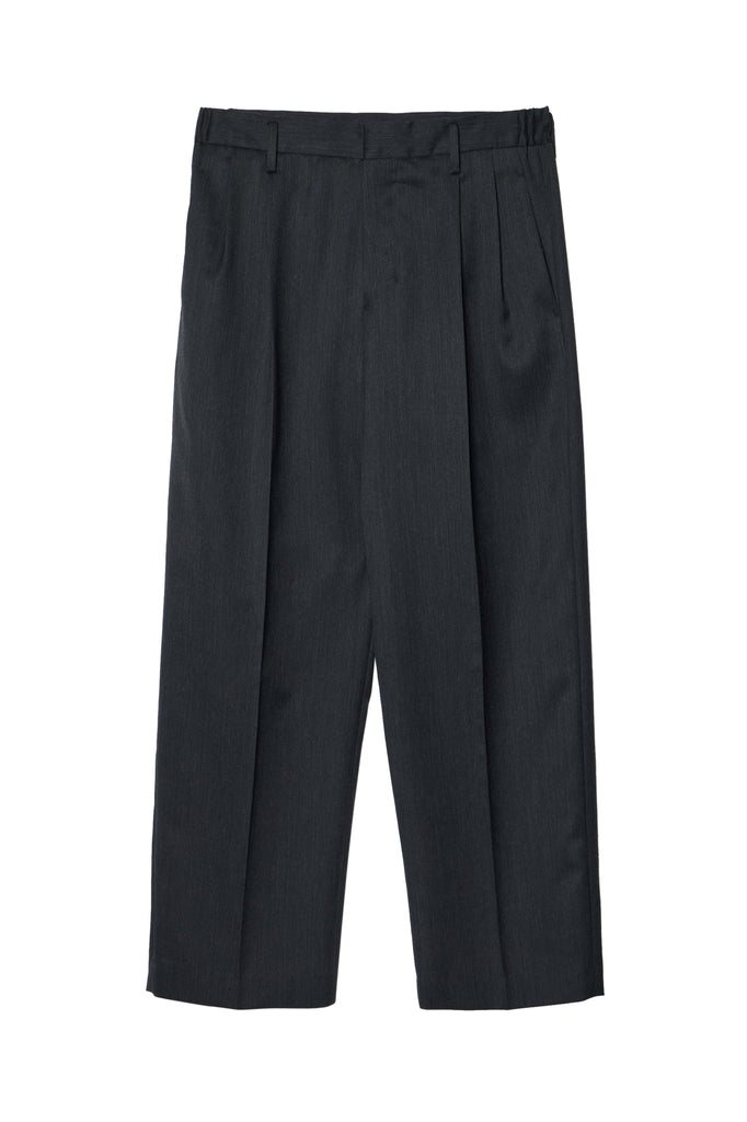 IRENISA / TWO TUCKS WIDE TROUSERS -CHARCOAL GRAY-
