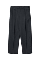 IRENISA / TWO TUCKS WIDE TROUSERS -CHARCOAL GRAY-