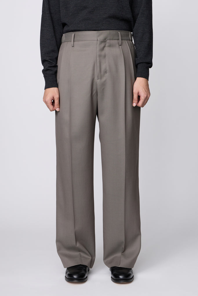 IRENISA / 兩褶寬褲 - 木炭色 -