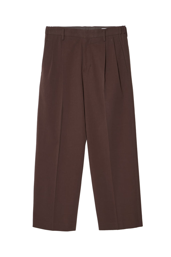IRENISA / TWO TUCKS WIDE TROUSERS -DARK BROWN-