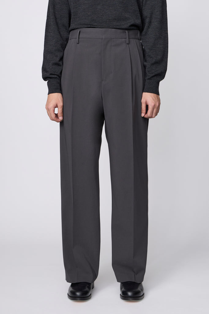 IRENISA / 兩褶寬褲 - 木炭色 -