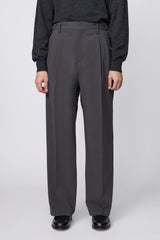 IRENISA / 兩褶寬褲 - 木炭色 -