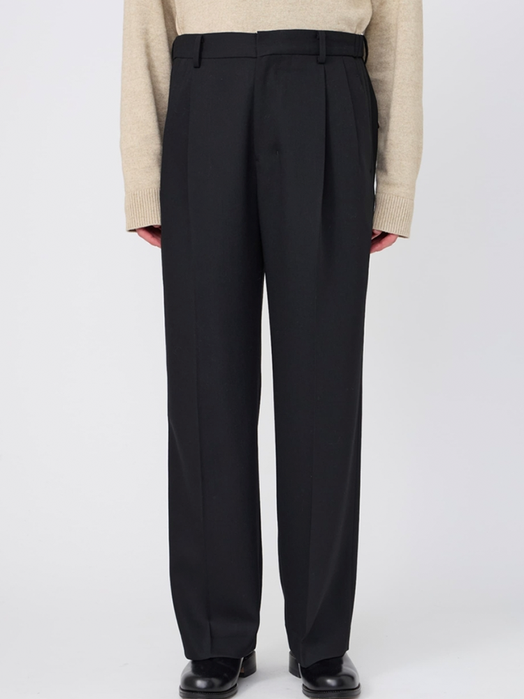 【9月末入荷予定】IRENISA / TWO-TUCKS WIDE TROUSERS -BLACK-