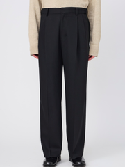 【9月末入荷予定】IRENISA / TWO-TUCKS WIDE TROUSERS -BLACK-