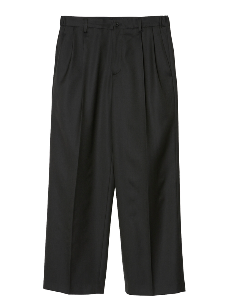 IRENISA / TWO TUCKS WIDE PANTS -DARK CHARCOAL-